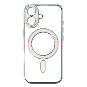 Husa TPU Plating Frame Magnetic Magsafe Apple iPhone 16 White - Img 1