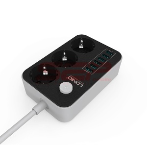 Prelungitor LDNIO cu 3 prize 220V si 6 mufe USB maxim 3.4A - Img 3