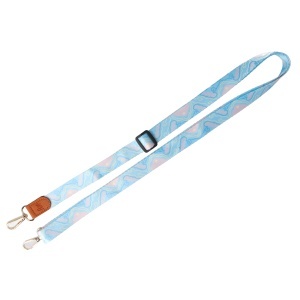 Snur textil dublu telefon mobil cu carabine Blue Stream - Img 3