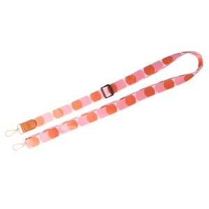 Snur textil dublu telefon mobil cu carabine Pink Polka - Img 3