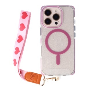Accesoriu tip bratara textil cu carabina Pink Hearts