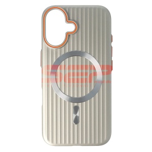 Husa PC Metallic Lines Magsafe Apple iPhone 16 Ivory - Img 1