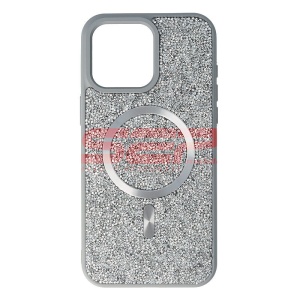 Husa TPU+PC Diamonds Magsafe Apple iPhone 15 Pro Max Silver