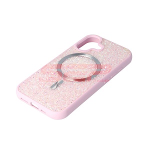 Husa TPU+PC Diamonds Magsafe Apple iPhone 16 Pink - Img 2