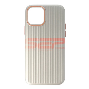Husa PC Metallic Lines Apple iPhone 12 Ivory - Img 1