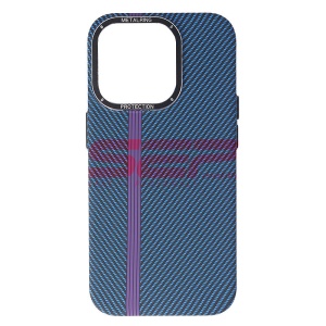 Husa PC MetalRing Carbon Apple iPhone 15 Pro Blue