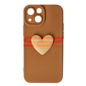 Husa silicon 3D Cartoon Apple iPhone 13 Mini Brown Heart