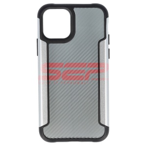 Husa TPU+PC Carbon Fiber Apple iPhone 11 Pro Silver - Img 1