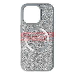Husa TPU+PC Diamonds Magsafe Apple iPhone 16 Pro Silver - Img 1