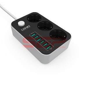 Prelungitor LDNIO cu 3 prize 220V si 6 mufe USB maxim 3.4A - Img 4