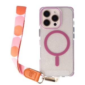 Accesoriu tip bratara textil cu carabina Pink Polka