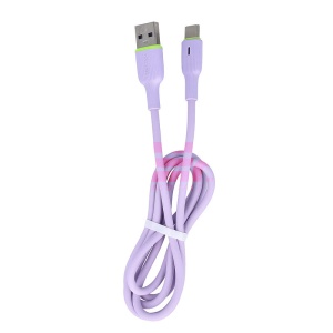 Cablu date soft silicone USB - Type-C TRANYOO Fast Charge T-X22 Purple - Img 2
