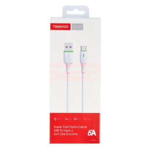 Cablu date soft silicone USB - Type-C TRANYOO Fast Charge T-X22 White - Img 1