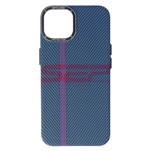 Husa PC MetalRing Carbon Apple iPhone 14 Blue