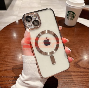 Husa TPU Plating Frame Magnetic Magsafe Apple iPhone 13 Pro Gold - Img 2