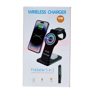 Incarcator retea wireless pliabil Fast Charge 5 in 1 15W H60 - Img 3