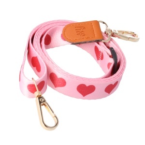 Snur textil dublu telefon mobil cu carabine Pink Hearts - Img 2