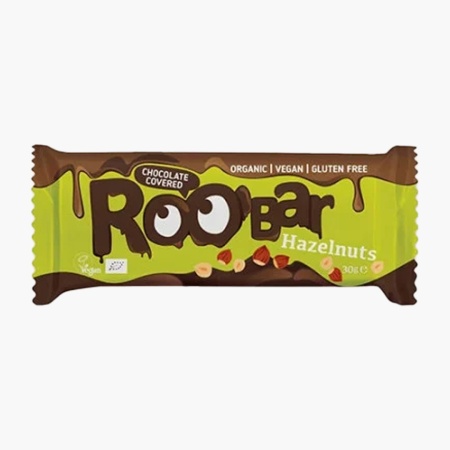 Baton vegan BIO cu alune si ciocolata fără soia si gluten, Roobar 30G - Img 1