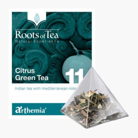 Ceai frunze Citrus Green piramida – ceai verde cu citrice, Arthemia 15x2.2g/plic - Img 1