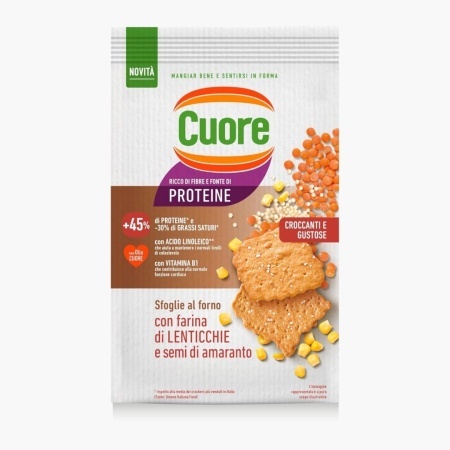 Cuore Crackers biscuiti crocanti cu linte rosie, porumb si seminte de amarant 170g