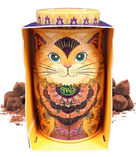 Cutie metalica cu trufe din ciocolata Monty Bojangles Savanna Mini Persian Cat Tin 36g