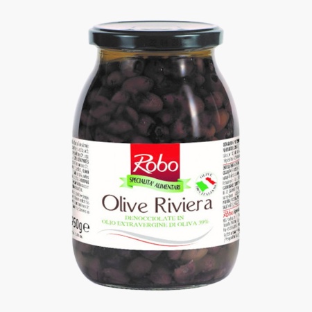 Masline negre Riviera fara samburi in ulei de masline 39% Robo 950g net