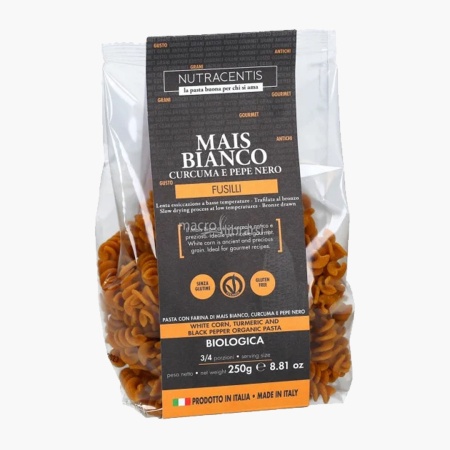 Paste BIO cu faina de porumb alb, turmeric si piper negru fara gluten Nutracentis 250g - Img 1