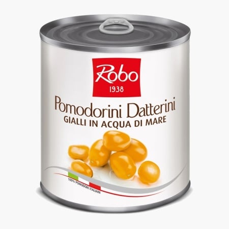 Rosii galbene Datterini in apa de mare Robo 800g