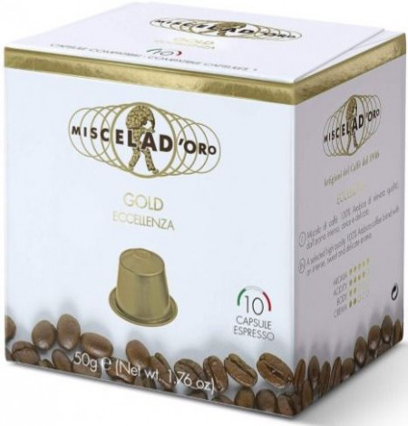 Capsule cafea - Compostabile - tip Nespresso Miscela D'Oro Gold (10 buc/cutie)