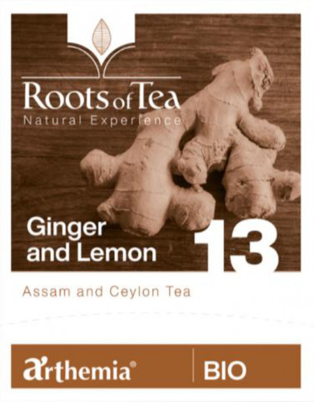 Ceai frunze Ginger and Lemon piramida – ceai cu ghimbir si infuzie de lamaie BIO, Arthemia Milano 15x2.2g/plic
