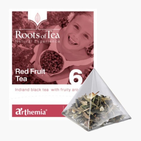 Ceai frunze Red Fruit piramida – ceai negru cu fructe rosii, Arthemia 15x2.2g/plic - Img 1