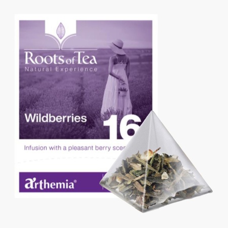 Ceai frunze Wildberries piramida – cu hibiscus, macese, fructe rosii si infuzie de ghimbir, Arthemia 15x2.2g/plic - Img 1