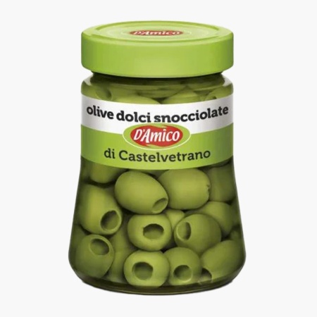 Masline verzi dulci de Castelvetrano, in saramura, fara samburi, fara gluten, D'Amico 290g net