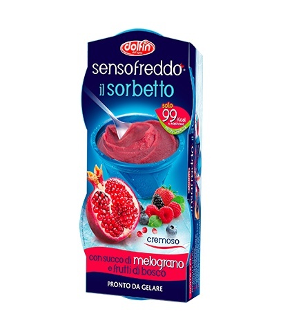 Sorbetto de fructe de padure si rodie, fara gluten, Dolfin 2x100ml