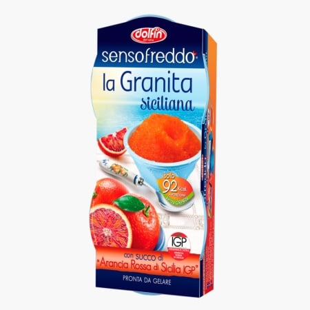 Suc granita Sensofreddo siciliana de portocale rosii, fara gluten, Dolfin 2x100ml