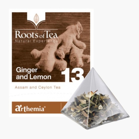 Ceai frunze Ginger and Lemon piramida – ceai cu ghimbir si infuzie de lamaie BIO, Arthemia Milano 15x2.2g/plic