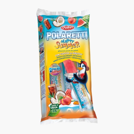 Inghetata stick Polaretti Happy Summer, produs pasteurizat, fara conservanti, fara gluten, Dolfin 10x40ml