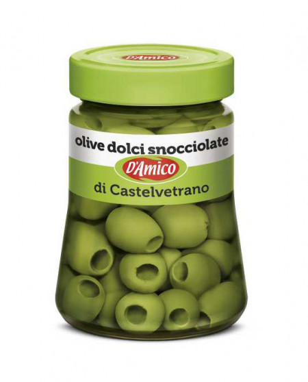 Masline verzi dulci de Castelvetrano, in saramura, fara samburi, fara gluten, D&#039;Amico 290g net - Img 1