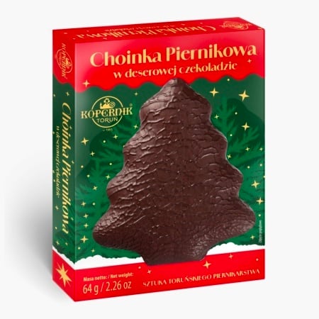 Turta dulce bradut cu ciocolata Christmas Tree Kopernik 64g