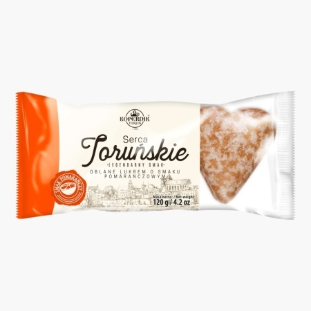 Turtă dulce în formă de inimă, glazurată cu portocala Kopernik 120g