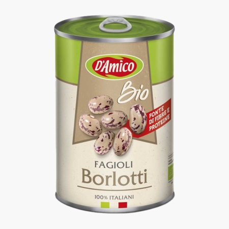 Boabe de fasole fierte tip Borlotti BIO D'Amico 400 g