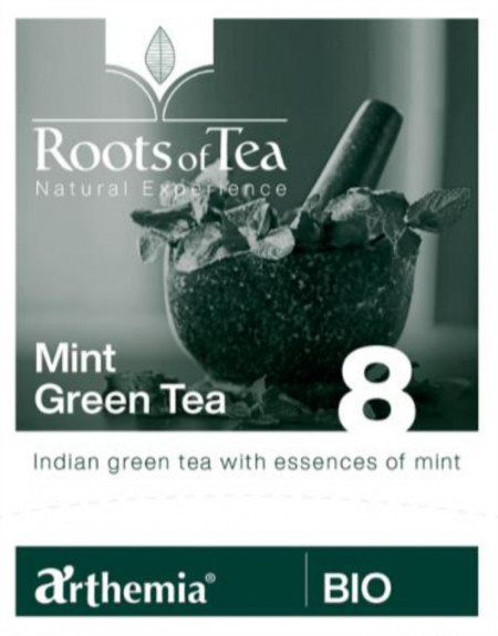 Ceai frunze Mint Green piramida – ceai verde cu menta, BIO, Arthemia Milano 15x2.2g/plic - Img 1