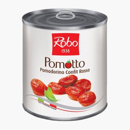 Rosii cherry decojite si confiate in ulei de floarea soarelui Pomotto Rosso Robo 770g - Img 1