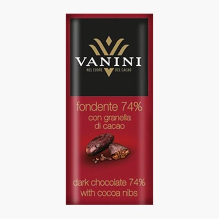 Ciocolata neagra 74% cu boabe de cacao, vegana, BAGUA VANINI 100G