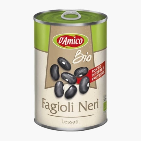 Fasole neagra fiarta BIO la conserva, D'Amico 400 g