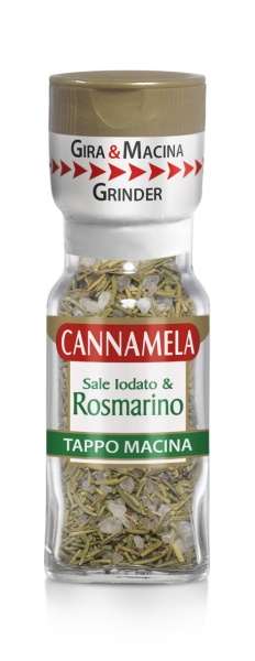 Sare iodata aromatizata cu rozmarin in rasnita de sticla 30g, Cannamela - Img 1