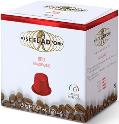Capsule cafea -Compostabile- tip Nespresso Miscela d'Oro Red (10 buc/cutie)