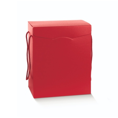 Cutie cadou cu manere textile Fibra Rosso 28*20*35