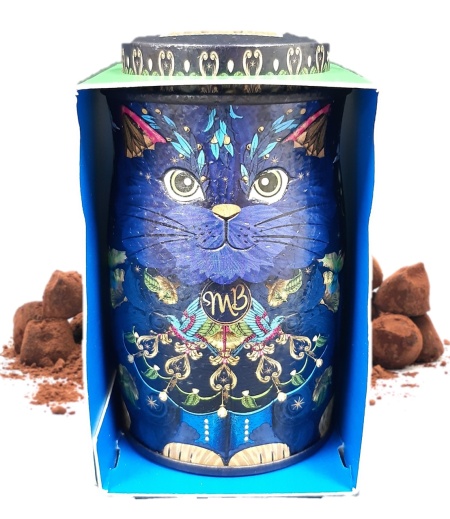 Cutie metalica cu trufe din ciocolata Monty Bojangles Midnight Prince Mini Persian Cat Tin 36g