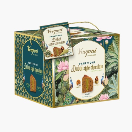 Panettone Dubai cu Ciocolata cu Crema de Fistic Vergani 800g